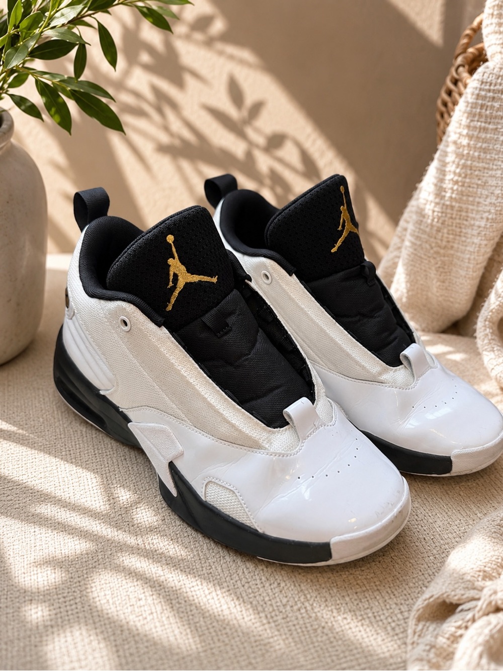 Air Jordan White Black Gold Basketball Sneakers Shoes